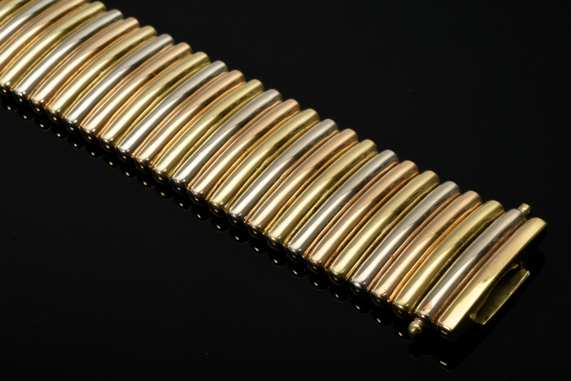 Wempe tricolor gold 750 rod bracelet, sign, 66,4g, 18,8x2cm - Image 4 of 5