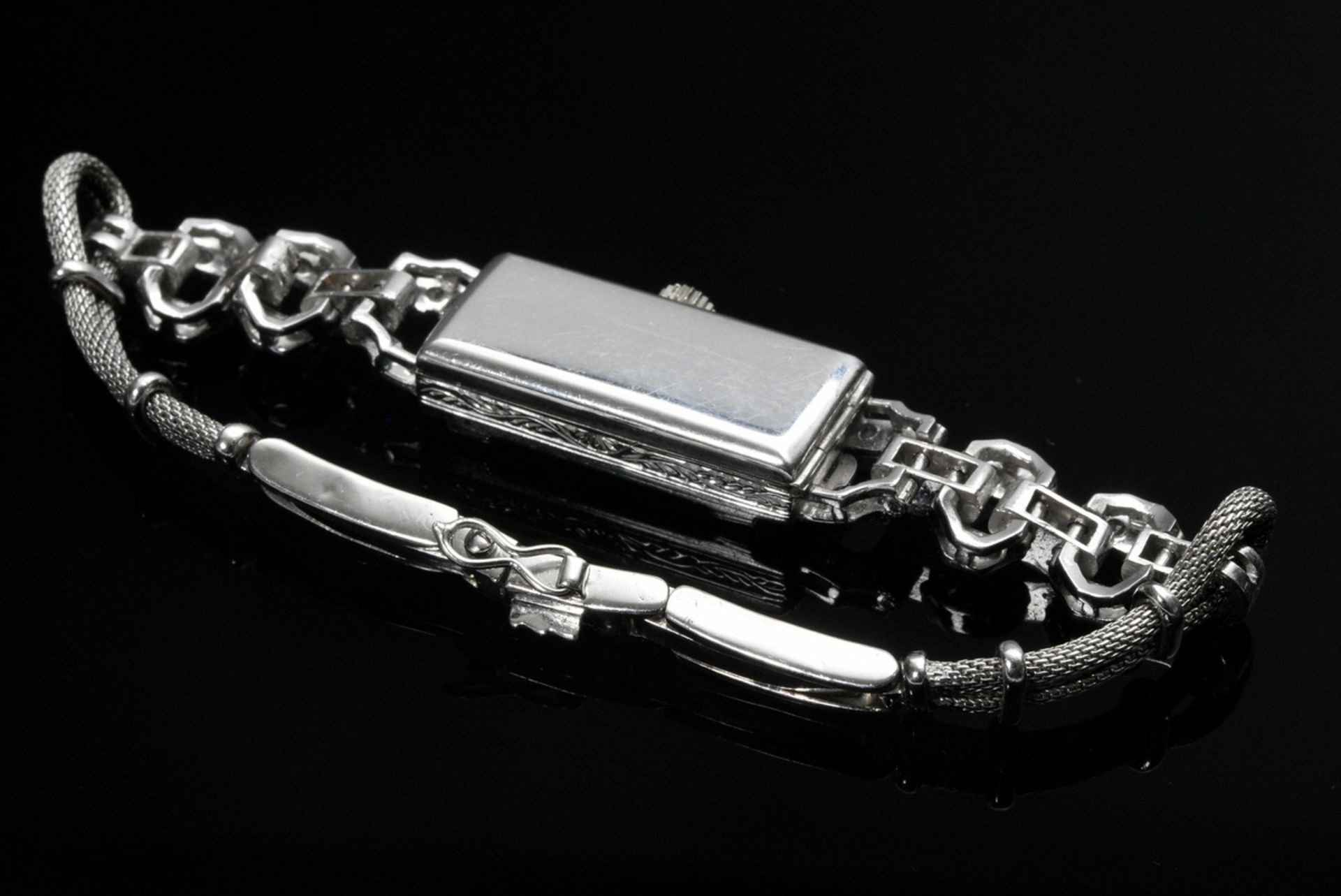 Fine Art Deco platinum bracelet watch and pull strap set with diamonds (total approx. 1.80ct/SI-P/W - Image 2 of 3