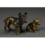 2 Diverse Skulpturen "Französische Bulldogge" und "Mops", Bronze fein ziseliert, um 1900/1920, H. 5