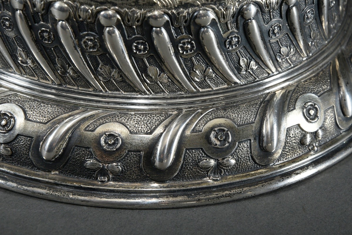 Large Historicist lidded tankard after a Baroque model with ornamentally chased friezes and foot as - Image 8 of 12