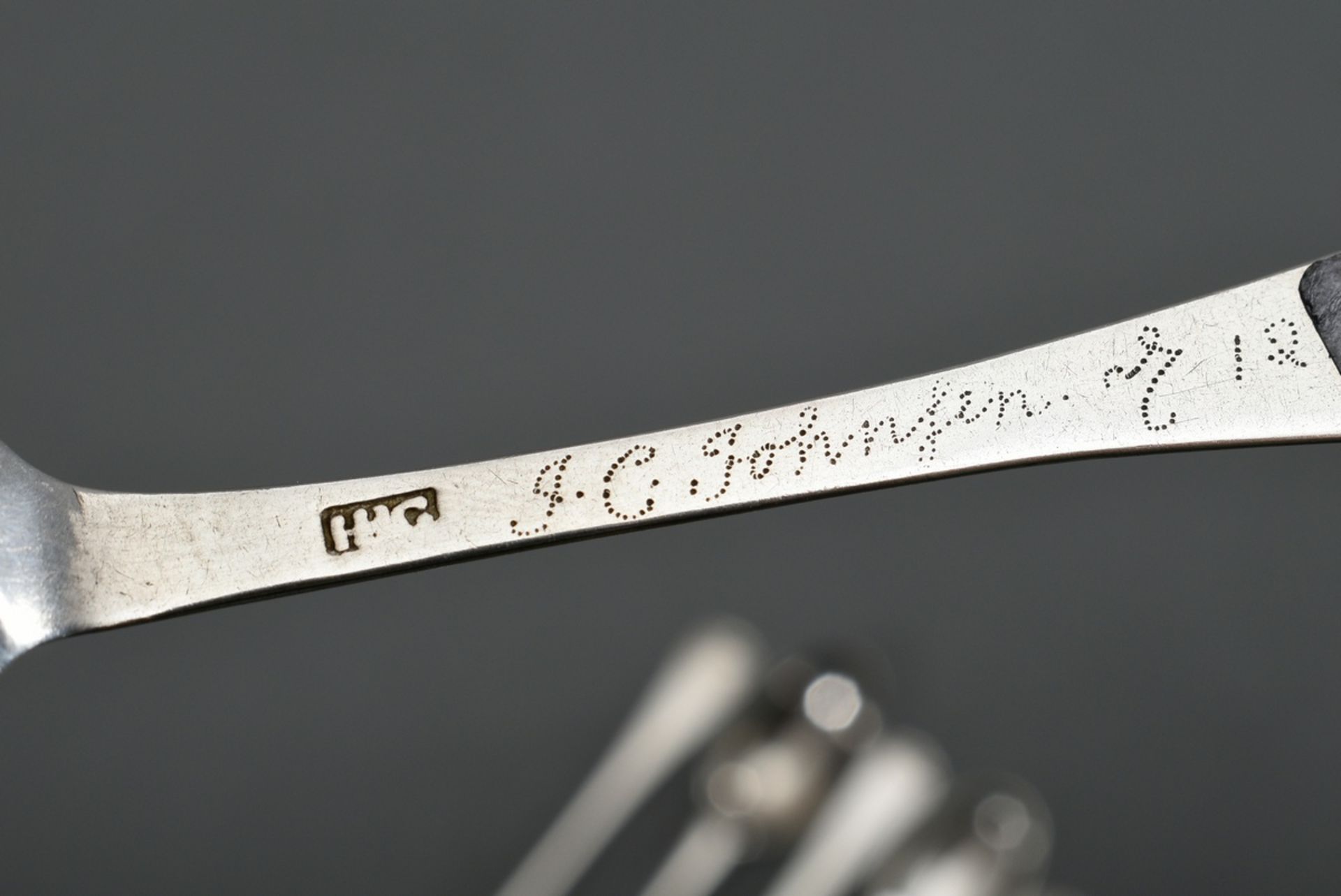 6 Various plain teaspoons after the English "Hanoverian" model, some with engraved owner's monogram - Image 3 of 4