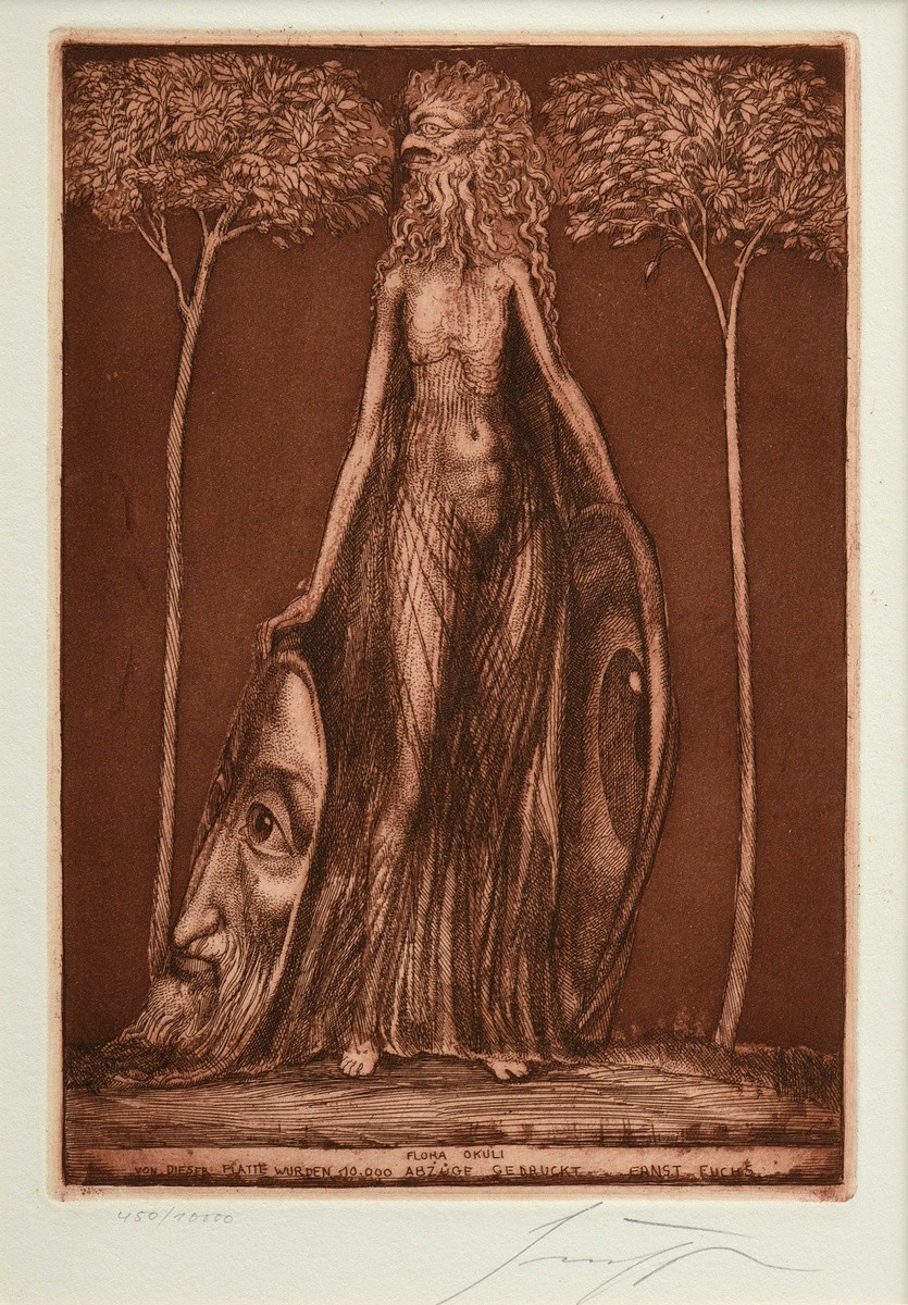 Fuchs, Ernst (1930-2015) "Flora Okuli", etching, 450/10000, b. sign./num., sign./titl./inscr. i. pl