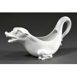 Figürliche Meissen Sauciere "Drache", weiß, Modellnr. 81591, 20.Jh., 16x28x11cm