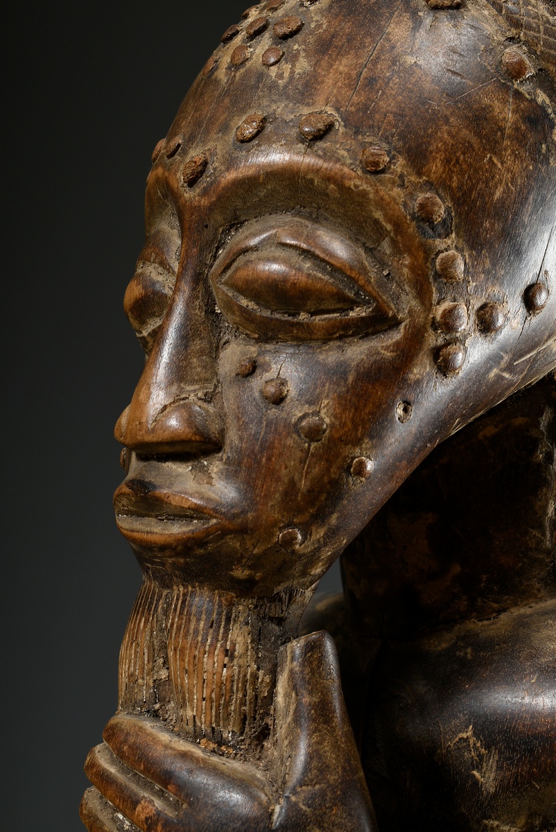 Male African ancestor figure "Blolo bian" with scarifications, carved wood with remains of old pati - Image 5 of 9