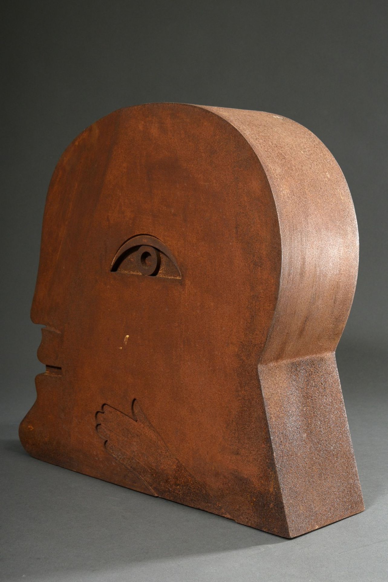 Antes, Horst (*1936) "Head" 1977, steel, 7/1000, signed/heavily leg. num., 45x46x13,7cm, traces of  - Image 3 of 6