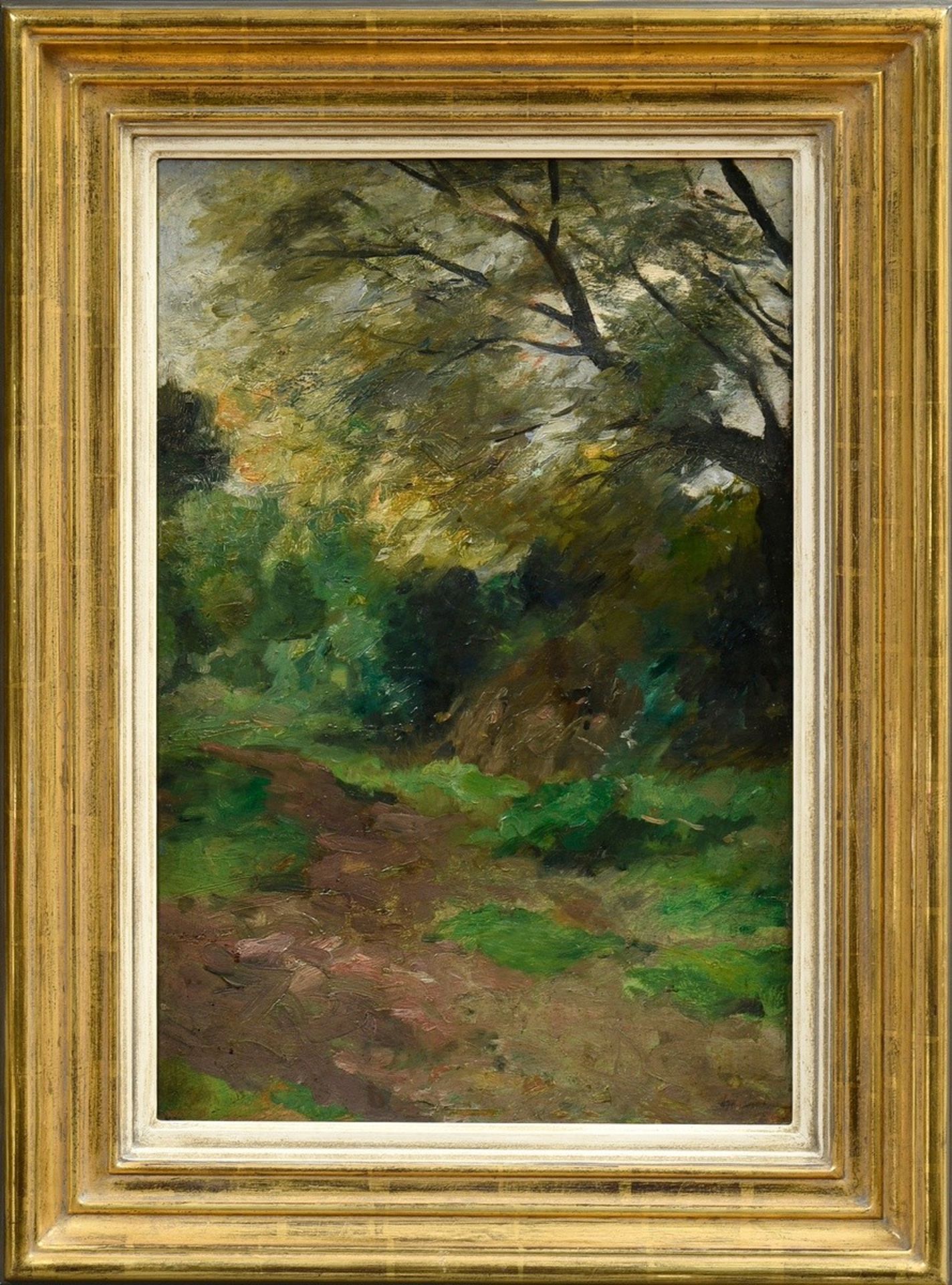 Herbst, Thomas (1848-1915) "Waldweg", Öl/Leinwand doubliert, u.r. sign., 59x39,5cm (m.R. 75x56cm), - Bild 2 aus 5