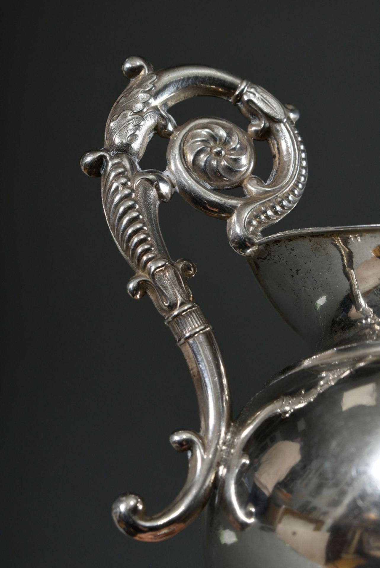 North German cream jug on a round foot with smooth wall, floral frieze and ornamental handle, at th - Image 3 of 5