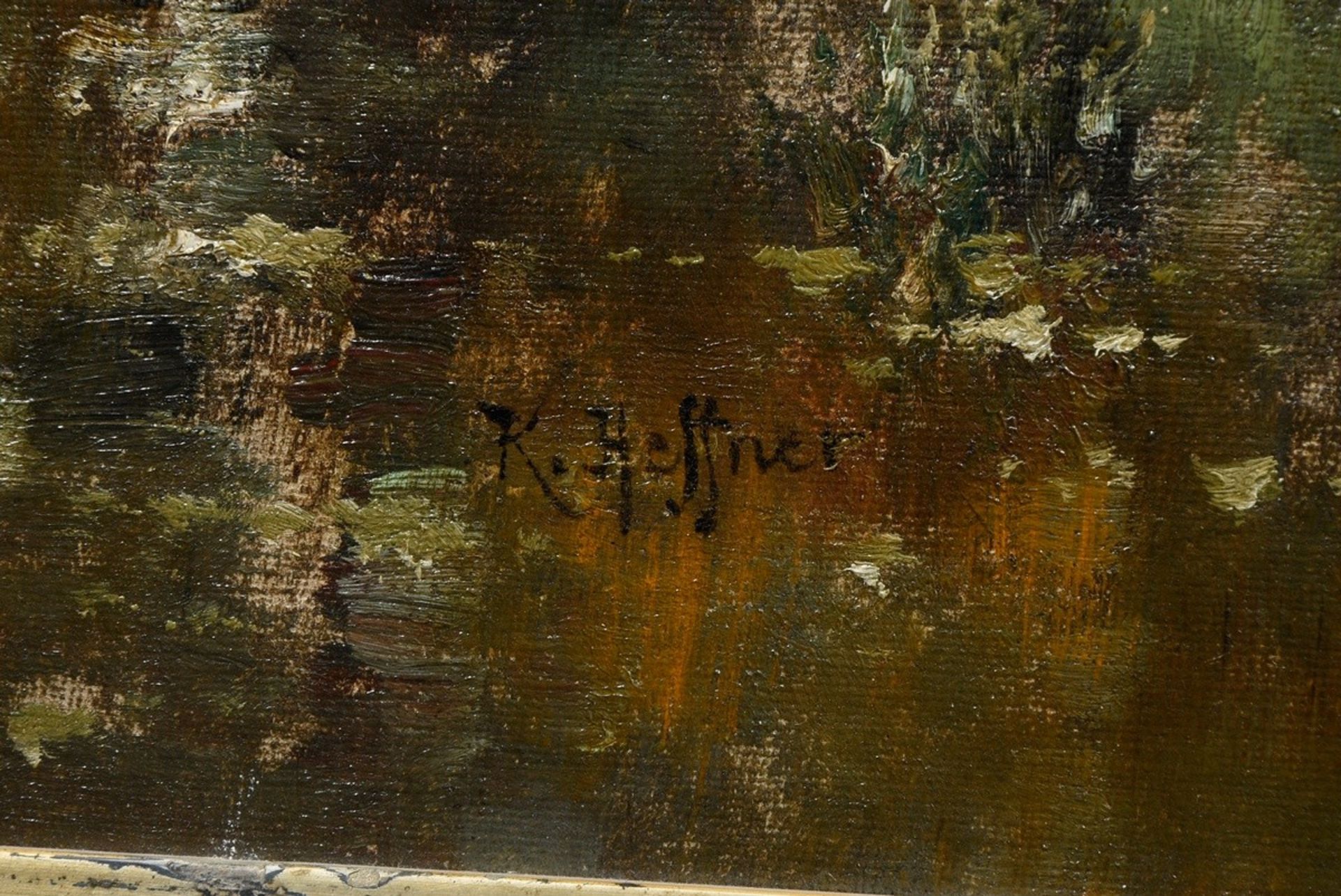 Heffner, Karl (1849-1925) "Autumnal river landscape in the evening light", oil/canvas, sign. lower - Image 3 of 4