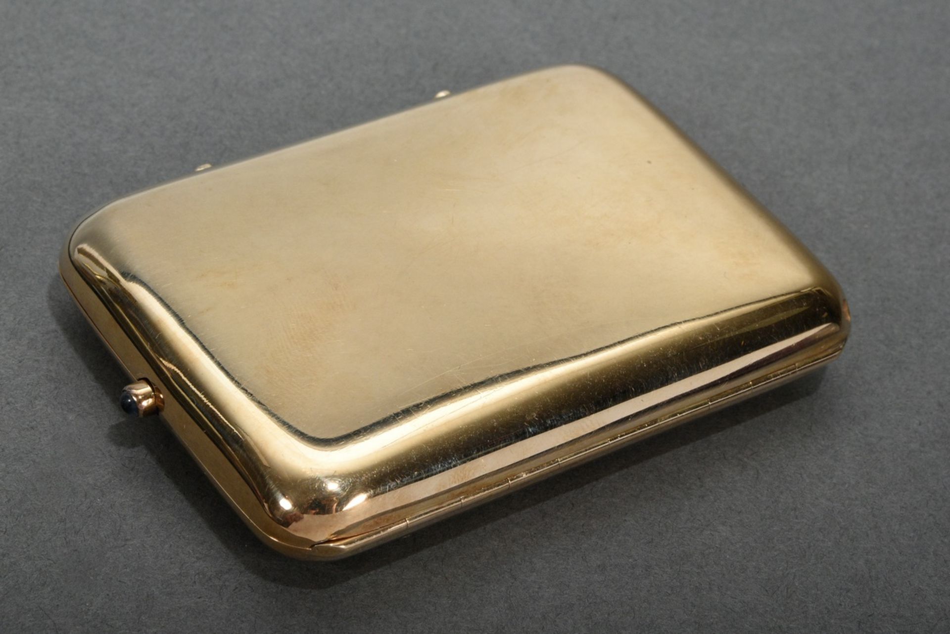 Heavy yellow gold 585 box with several compartments and mirror, Austria-Hungary c. 1900/1920, insid - Image 2 of 8