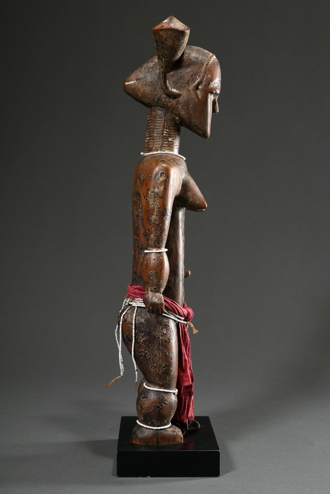 Attie female figure or fertility fetish with fanciful coiffure and scarification marks as well as p - Image 4 of 6