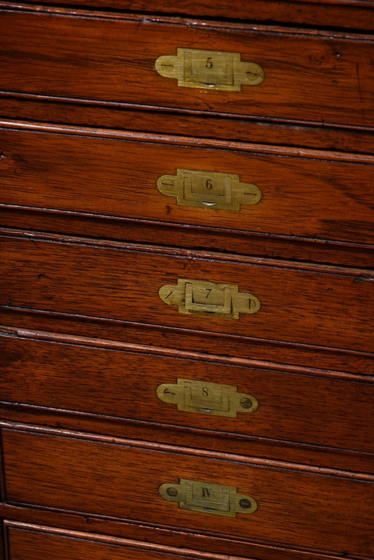 Small cabinet with 12 small and 14 large drawers with recessed Roman and Arabic numbered brass fitt - Image 5 of 8