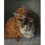 Stocks, Minna (1846-1928) "Zwei Katzen", Öl/Leinwand, o.l. sign., 30x24,2cm (m.R. 43,5x37,7cm)