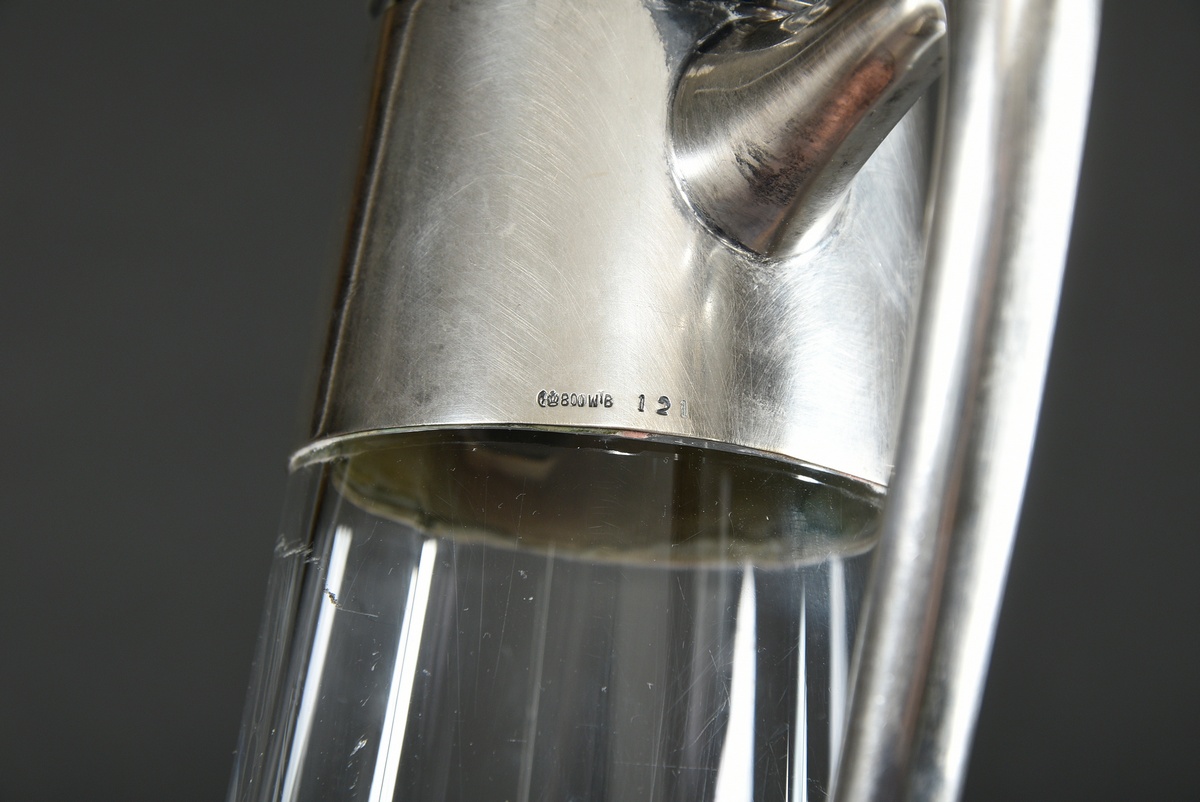 Plain glass tankard with silver 800 mounting and coat of arms engraving in the lid and cut star in  - Image 5 of 5