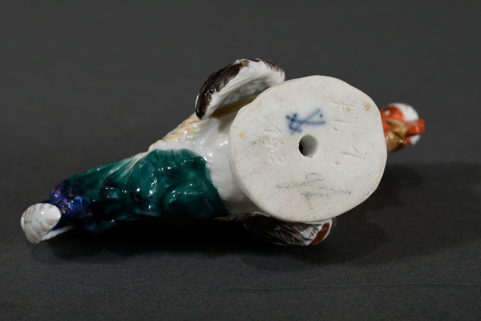 Meissen miniature "Cock on Hen", naturalistic form with copulating chicken couple on oval base, pol - Image 3 of 4