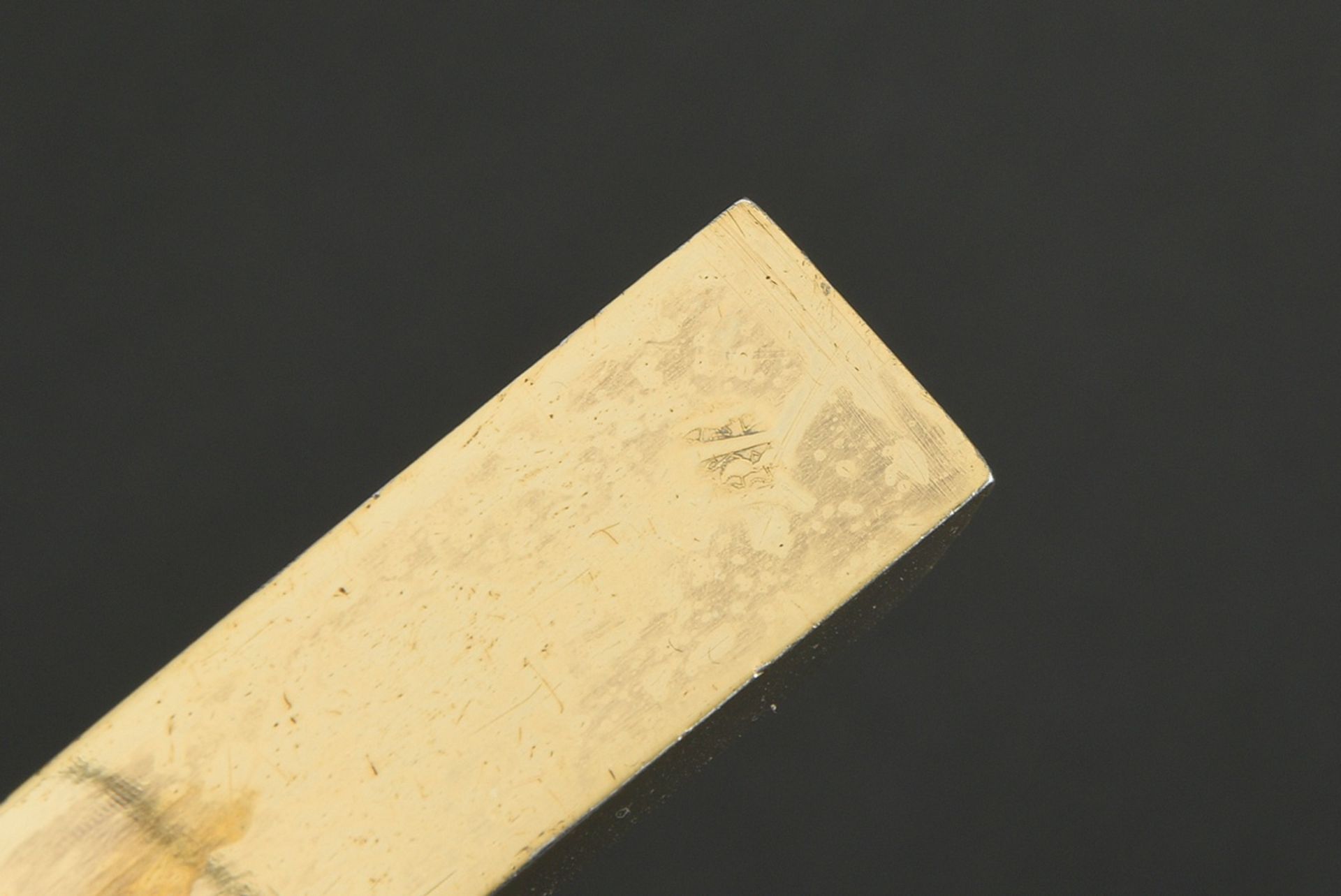Freimaurer Hammer mit gedrechselter Elfenbein Handhabe und vergoldetem Vermeille Silber Aufsatz, MZ - Bild 3 aus 5