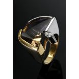 Moderner Gelb- und Weißgold 750 Ring mit geschnittenem Ametrin und Diamant Navette (ca. 0.15ct/VSI/