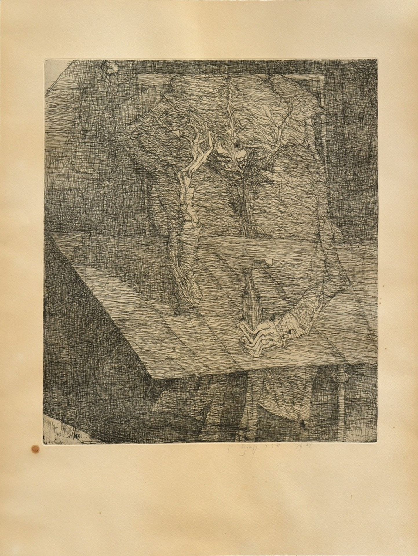 Janssen, Horst (1929-1995) "Absinth" 1964, etching, edition of 40, signed/dated/dedicated "für Szek