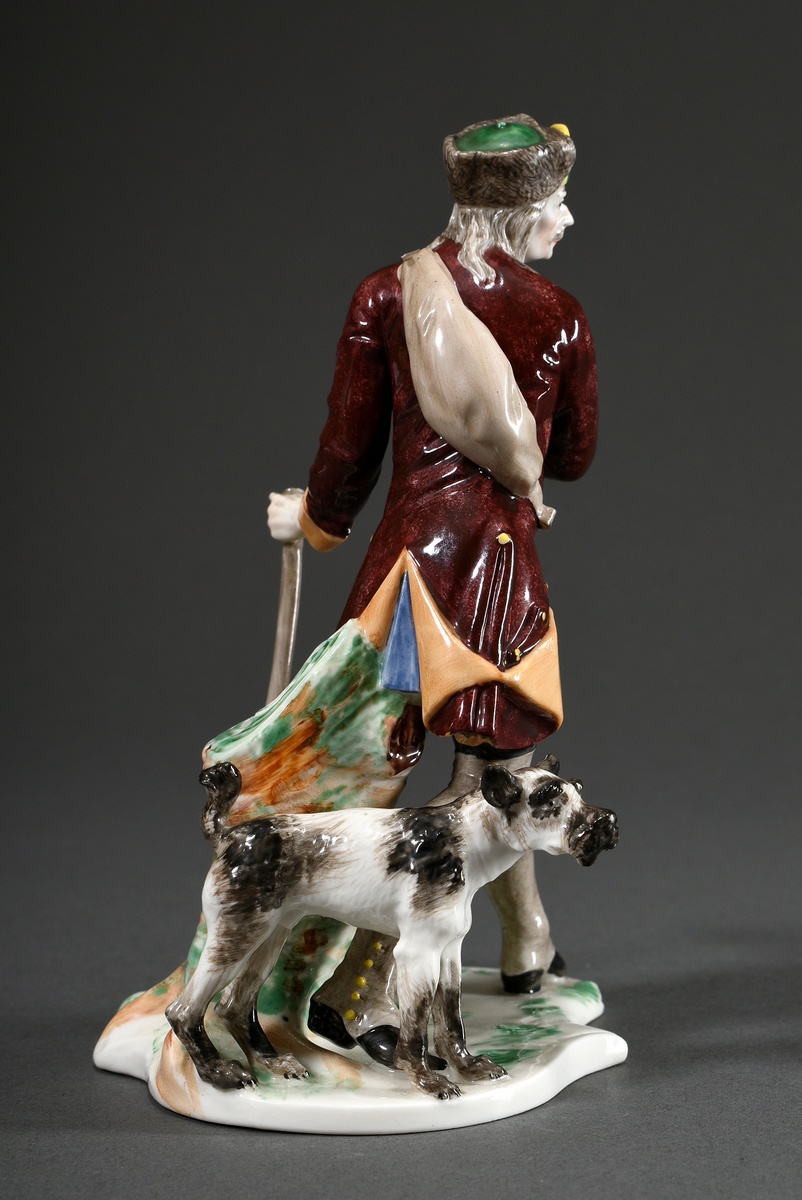 Nymphenburg figure "Landbote", porcelain coloured painted, on a flat rocaille base with tree stump - Image 3 of 7