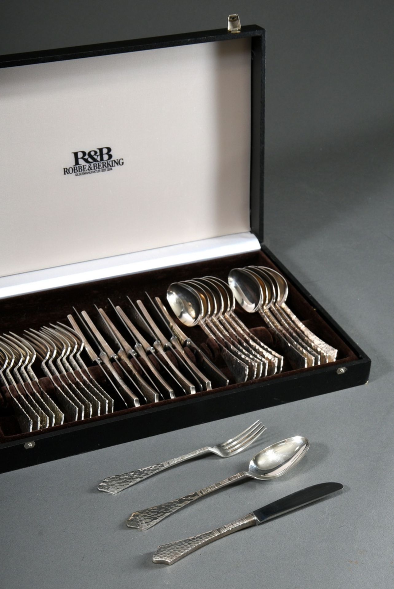 97 Pieces Robbe & Berking cutlery "Hermitage" with marbled and floral engraved handles for 12 perso - Image 7 of 12