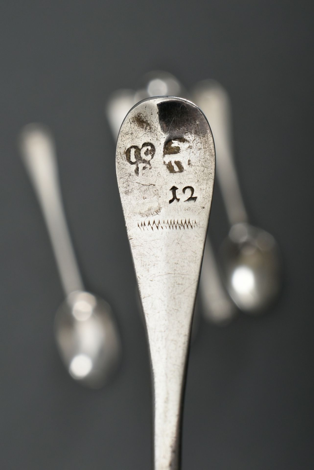 6 Various plain teaspoons after the English "Hanoverian" model, some with engraved owner's monogram - Image 4 of 4