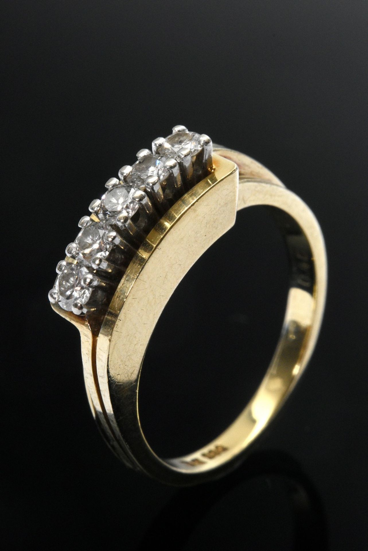 Schmaler Gelbgold 585 Ring mit Brillanten (zus. ca. 0.40ct/SI-P1/W-TCR), 5,1g, Gr. 55