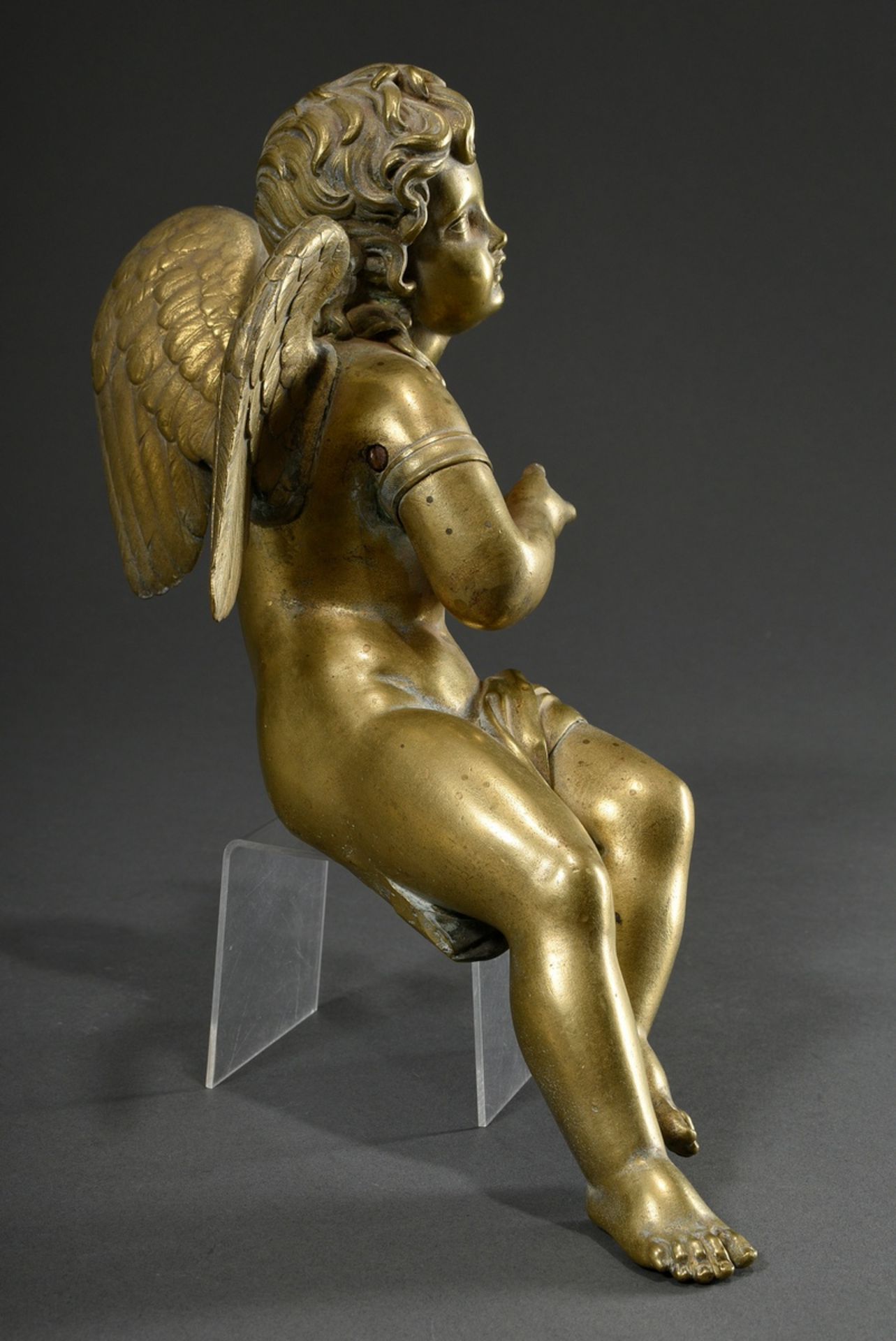 Fire-gilt bronze "Angel", probably France early 19th century, h. 31cm, attribute lost, slight signs - Image 3 of 6