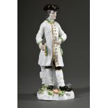 Meissen Figur „Freimaurer Lehrling“, Porzellan farbig staffiert, Modell Nr. 1168, um 1850, H. 19cm,