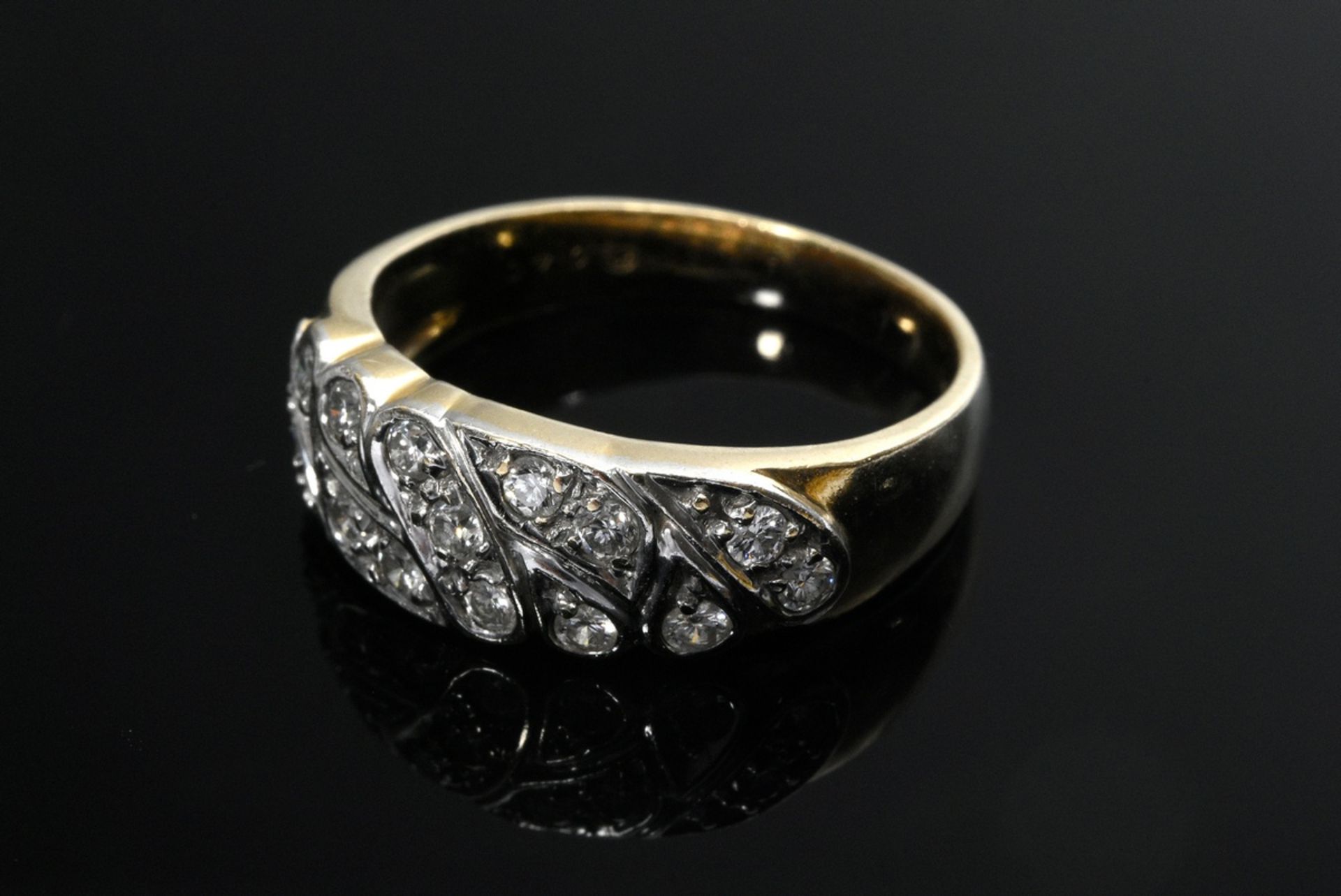 Eleganter Gelbgold 585 Ring mit Brillanten im Paisley Muster (zus. ca. 0.50ct/SI/W), 4,9g, Gr. 58 - Bild 2 aus 3