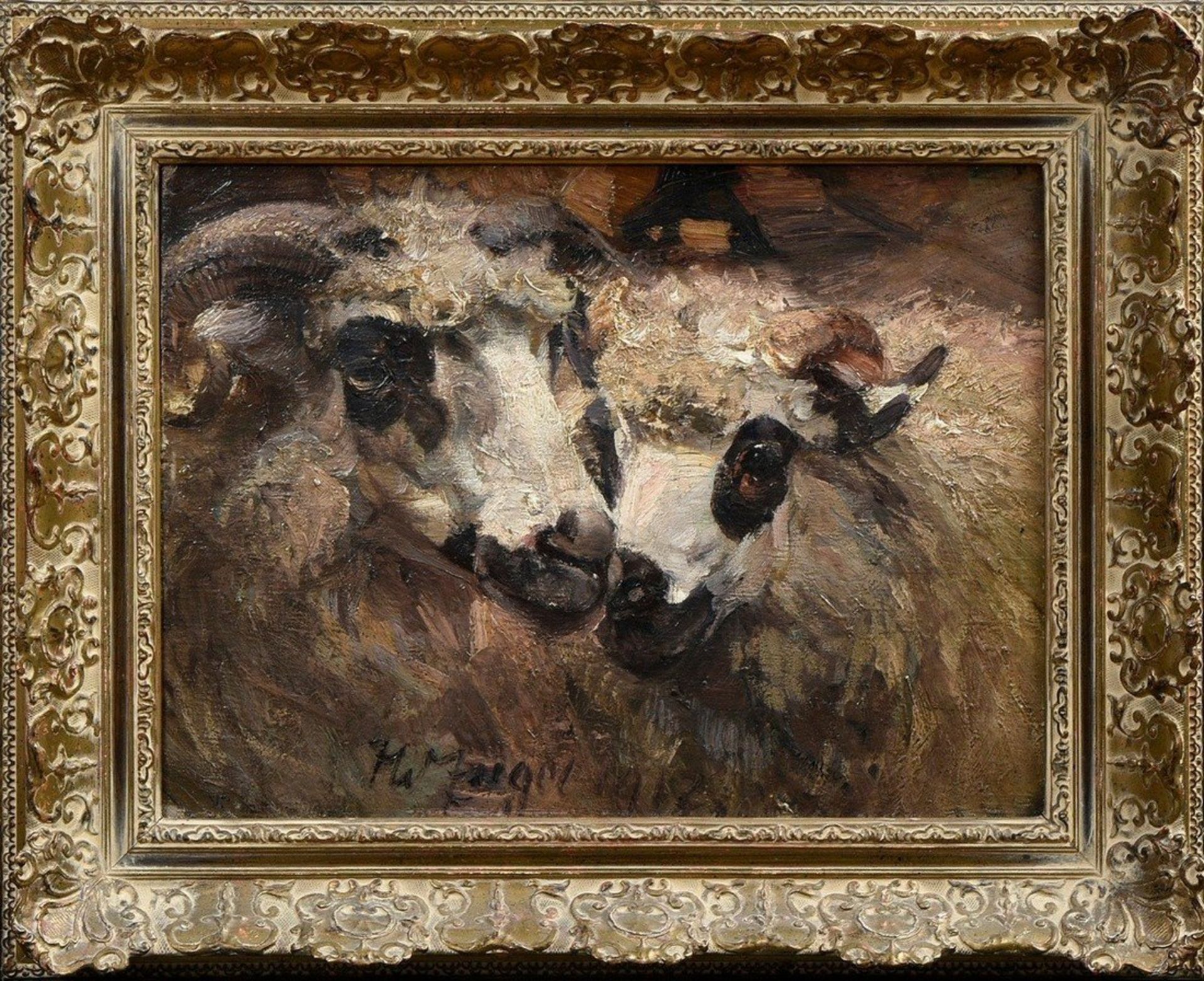 Zügel, Heinrich von (1850-1941) "Hammel und Schaf" 1912, Öl/Leinwand, u. sign./dat., 41,5x55,5cm (m - Bild 2 aus 4