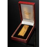 Vergoldetes Cartier "Les Must" Feuerzeug, ovaler Korpus mit gerilltem Dekor, Nr. 93813E, Original B