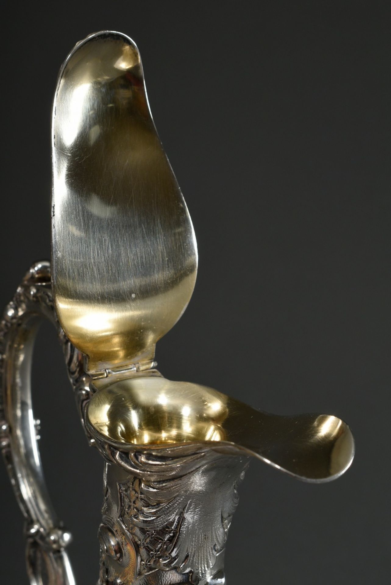 Elegant cupboard jug with faceted body and floral silver mounting in neo-rococo style on neck and f - Image 4 of 7
