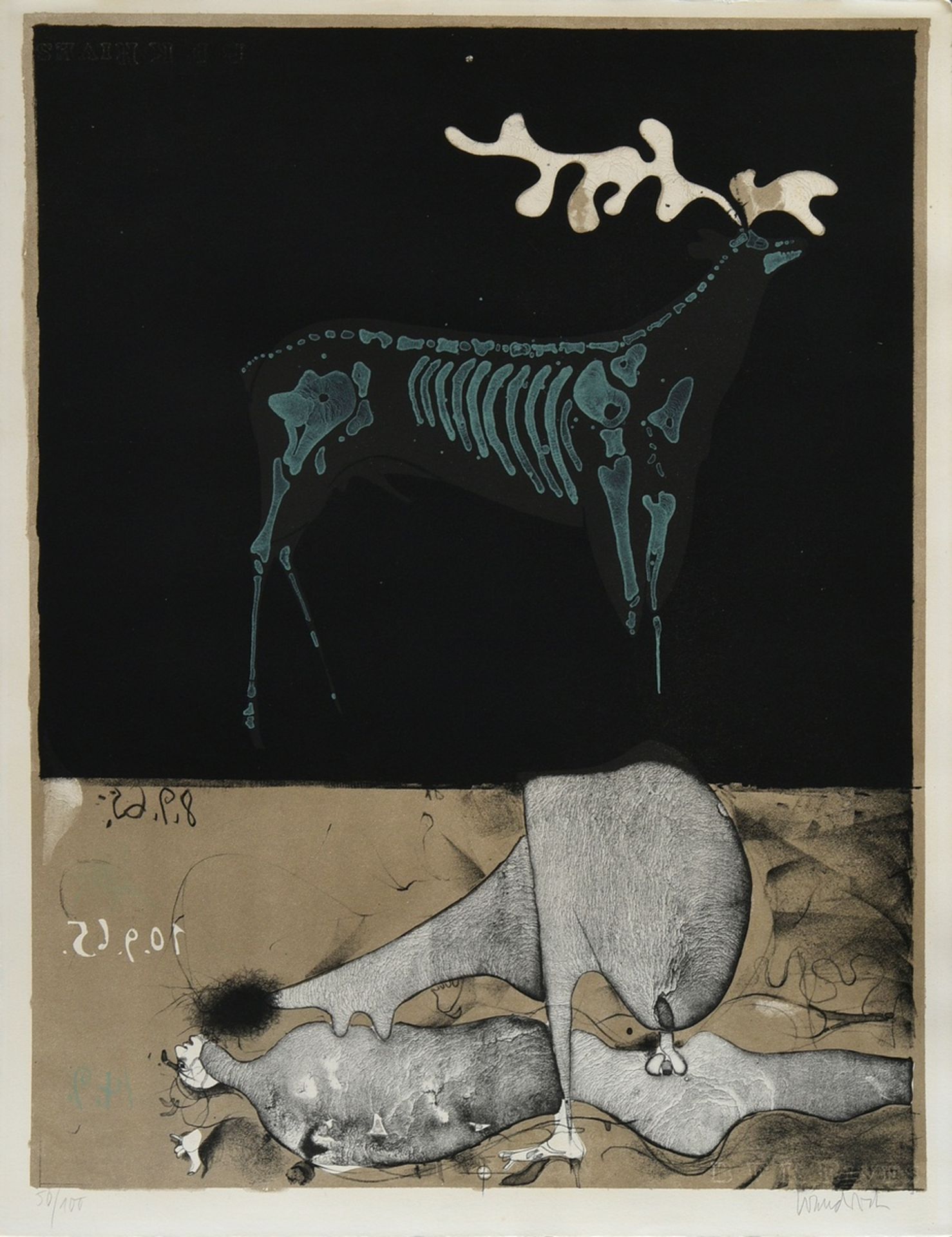 Wunderlich, Paul (1927-2010) Mappe "Bei Brusberg" mit 5 Blättern: "Die Strümpfe, Kopf mit Schwan, A - Bild 3 aus 8