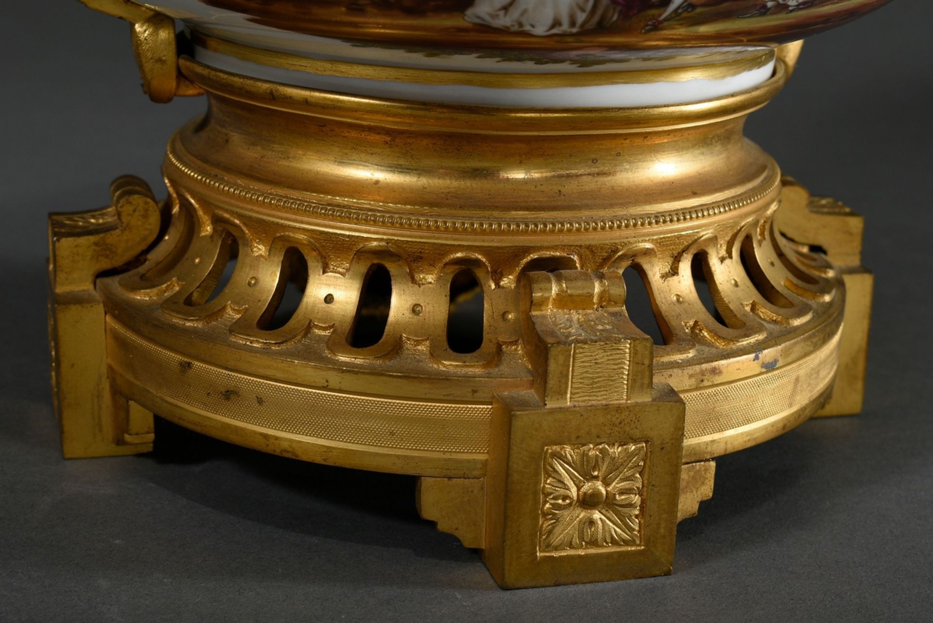 Large KPM lidded tureen of spherical form with figural knob "Bacchus boy with raised glass", the wa - Image 5 of 13