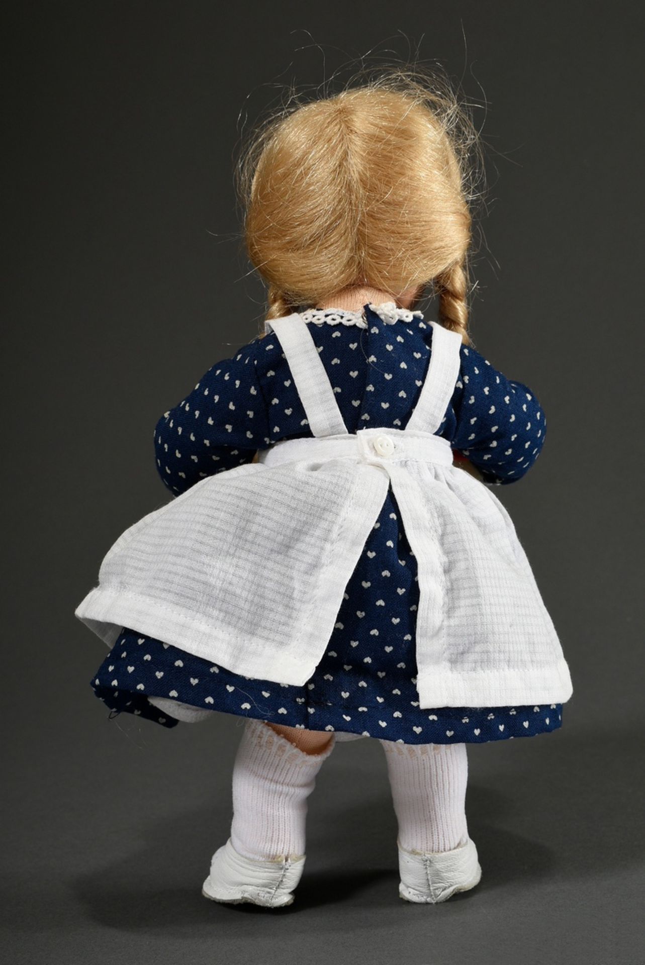 Small Käthe Kruse doll with bendable body, blond real hair and painted blue eyes, around 1970, l. 2 - Image 3 of 3