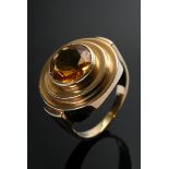 Getreppter Gelbgold 585 Ring mit facettierten Citrin, 5,5g, Gr. 53