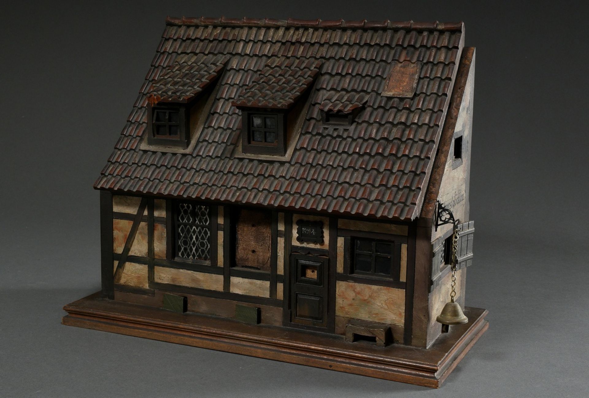 Historicist standing collector or correspondence rack in the shape of an old German house with fold - Image 2 of 8