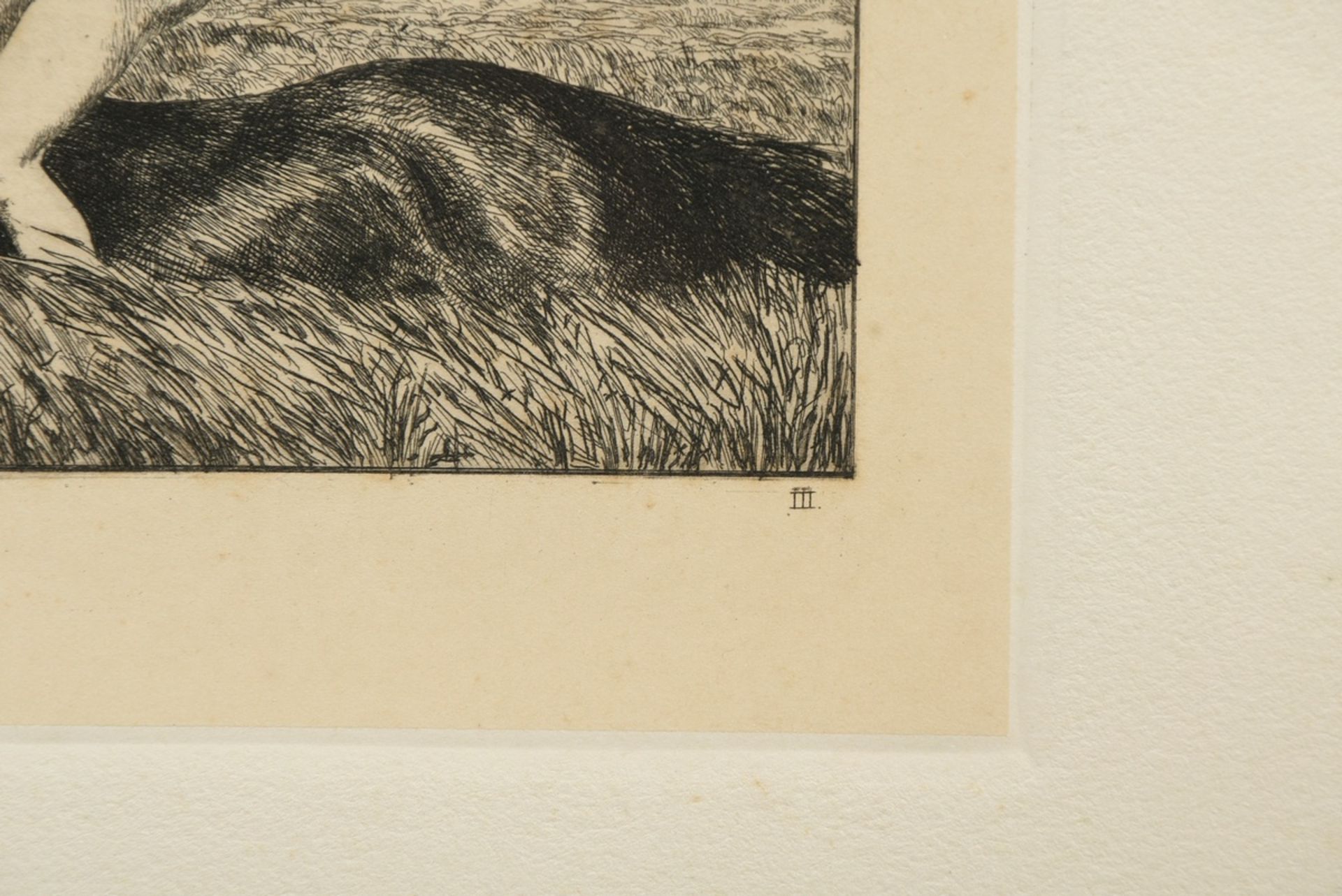 Klinger, Max (1857-1920) "Pursued Centaur" 1881 from: Intermezzi (Opus IV, sheet 3), etching, sign. - Image 3 of 4