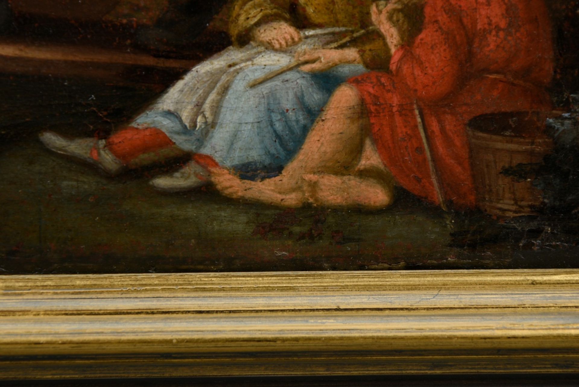 Unknown artist of the 17th/18th c. "Grape harvest", oil/canvas, 39x48,5cm (w.f. 48x57,5cm), craquel - Image 4 of 5