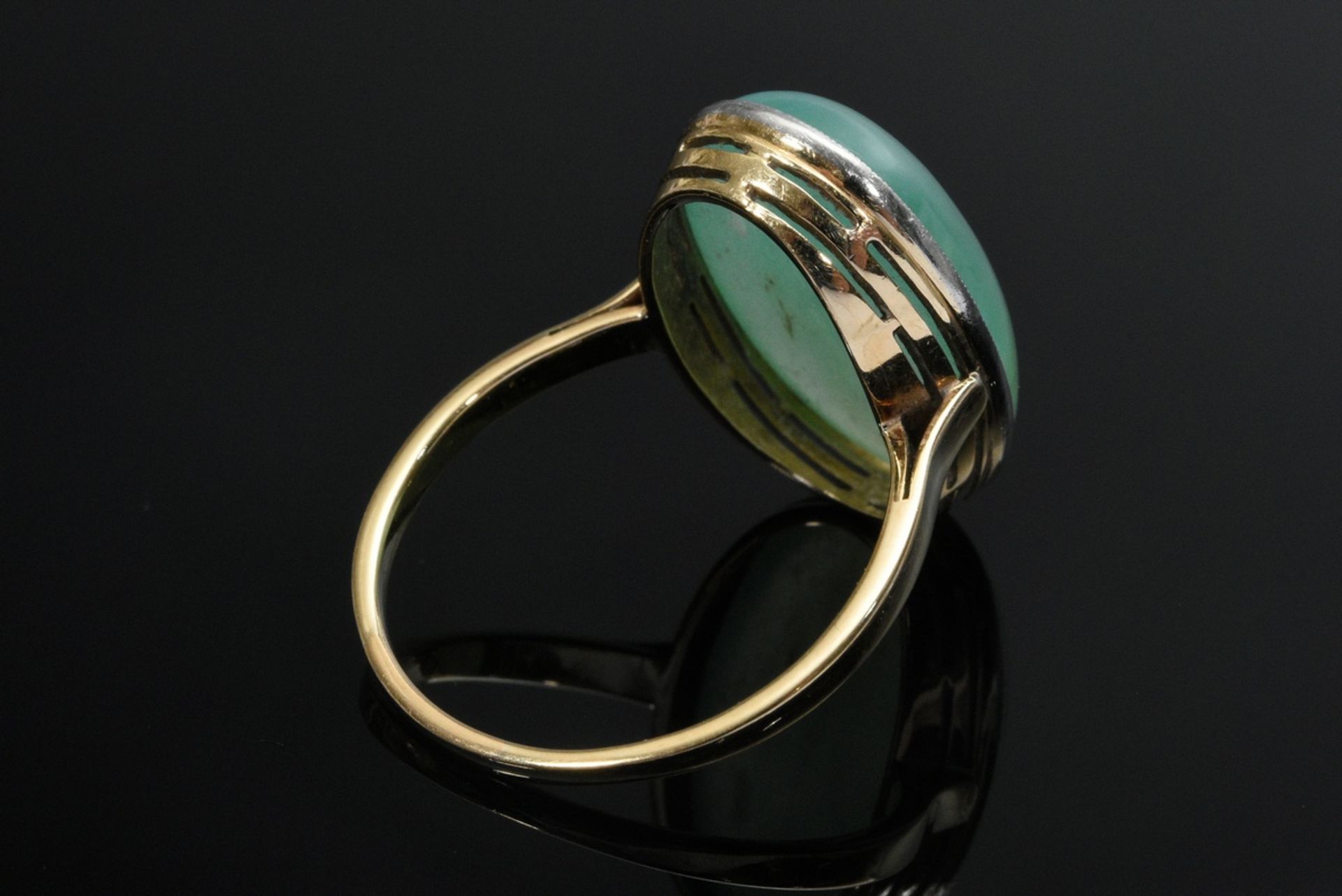 Gelbgold 585 Ring mit Jade Cabochon, 4,5g, Gr. 59 - Bild 2 aus 3