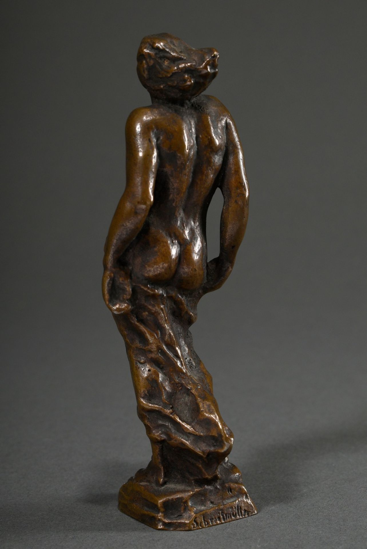 Schreitmüller, August (1871-1958) "Umbrandet" c. 1910, female nude with hip scarf and flowing hair, - Image 3 of 7