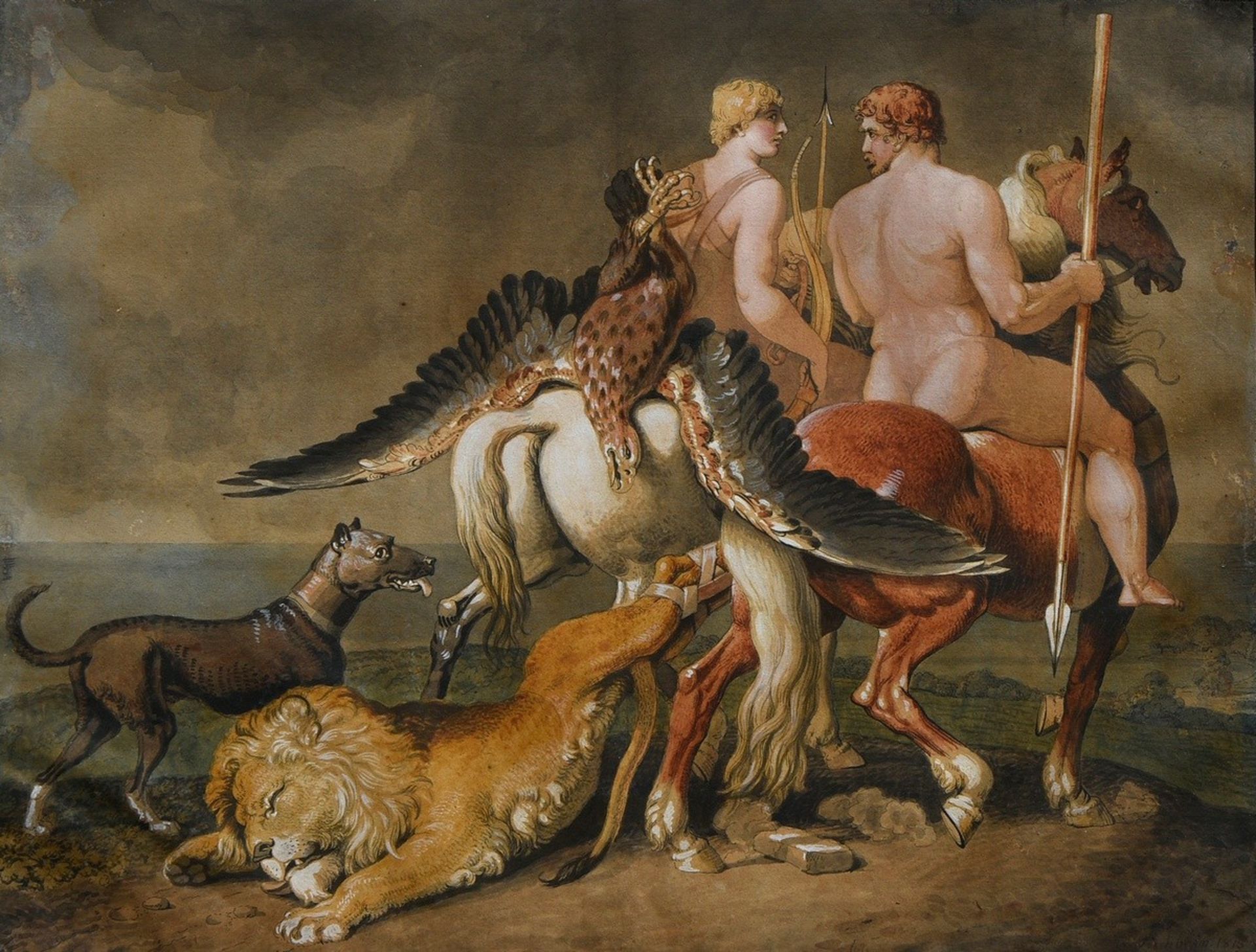 Tischbein, Johann Heinrich Wilhelm (1751-1829) „Die Stärke des Mannes - Vernunft Bild" 1813, Feder/