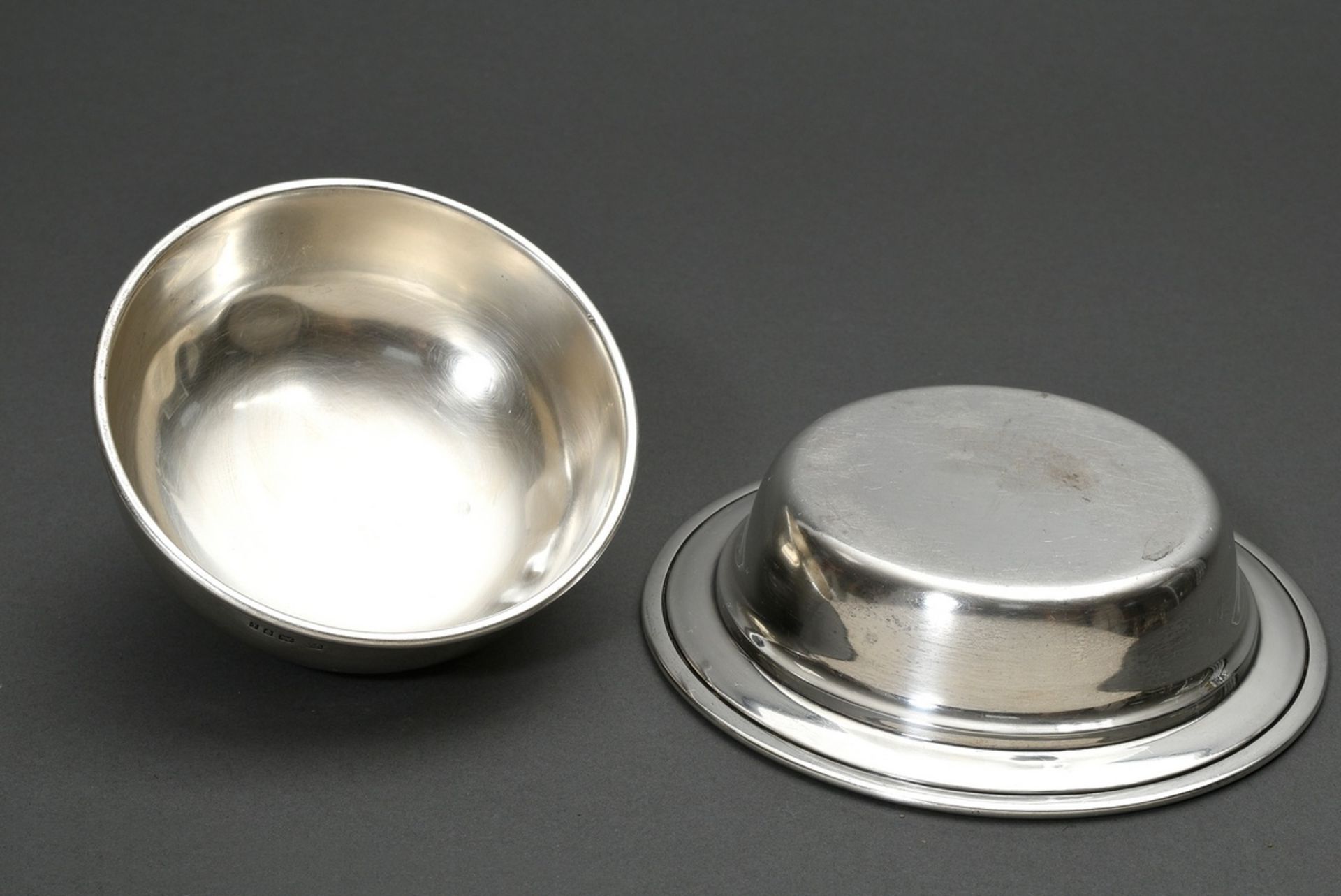 Runder englischer Silber Dish in schlichter Façon, MZ: C.A., London 1924, Silber 925, 581g, H. 12cm - Bild 3 aus 4