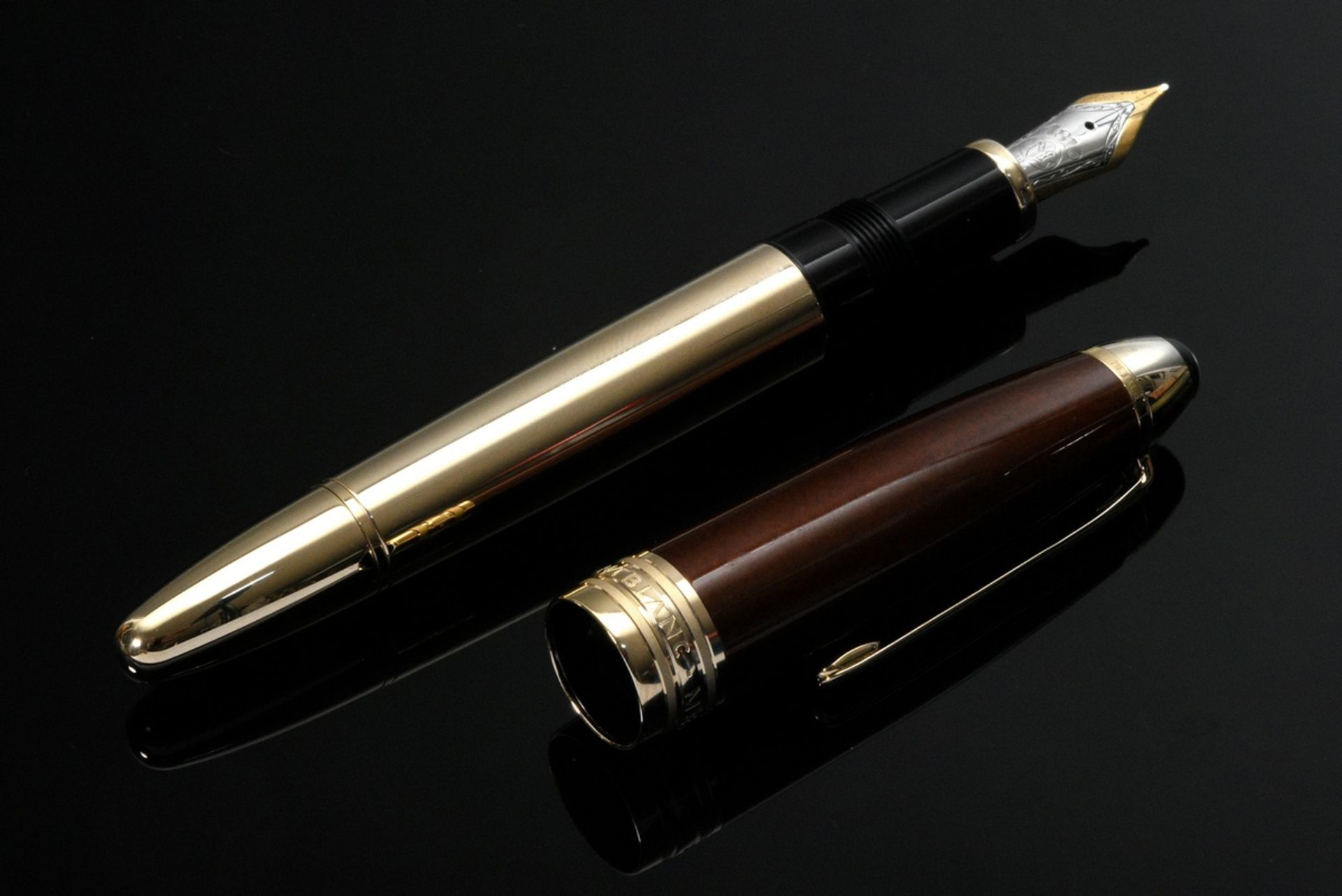 2 Pieces Montblanc fountain pen and biros: "Meisterstück Solitaire Citrine", stainless steel gold p - Image 6 of 7