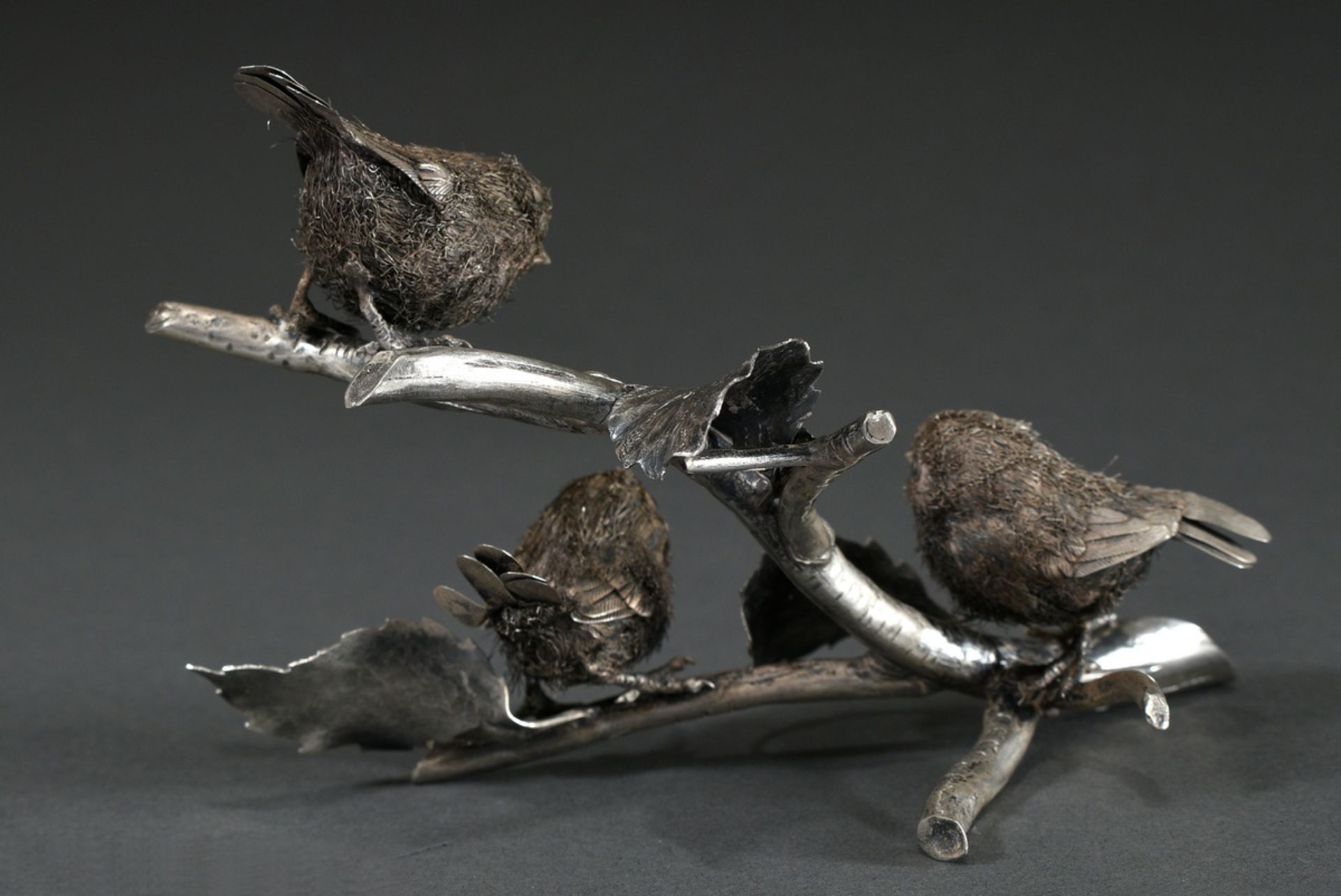 Table decoration "Branch with three birds", attributed to Mario Buccellati (1891-1965), without mar - Image 2 of 4