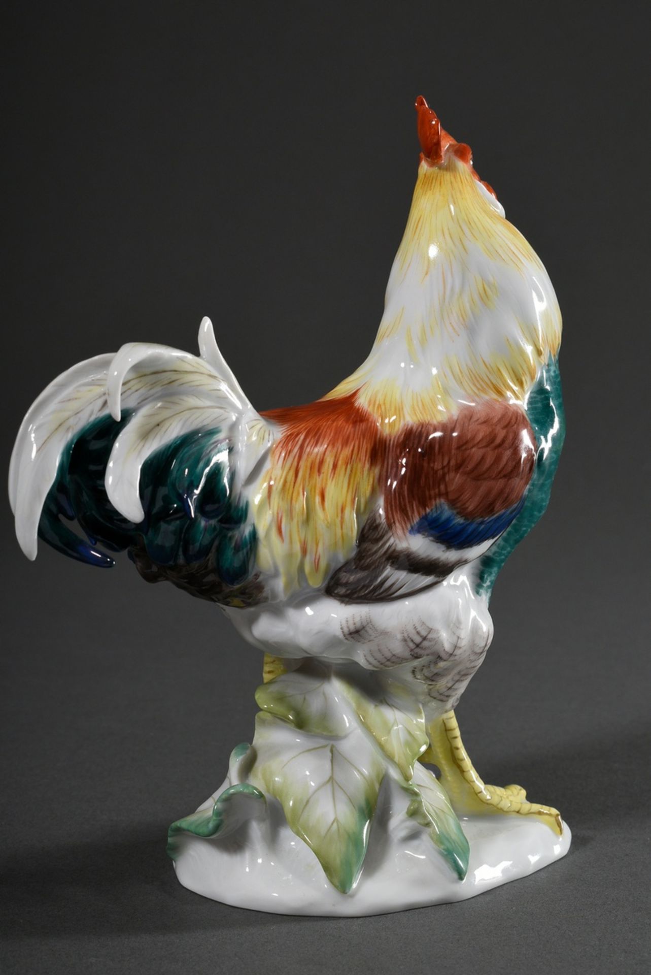 Meissen Figur „Schreitender Hahn“, polychrom staffiert, Entw.: Erich Hösel 1909, Modellnr.: 77342,  - Bild 3 aus 6