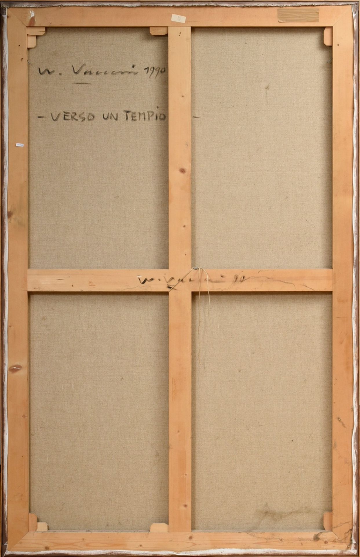 Vaccari, Wainer (*1949) „Verso un Tempio“ 1990, Öl/Leinwand, verso auf Leinwand und Keilrahmen sign - Bild 7 aus 10
