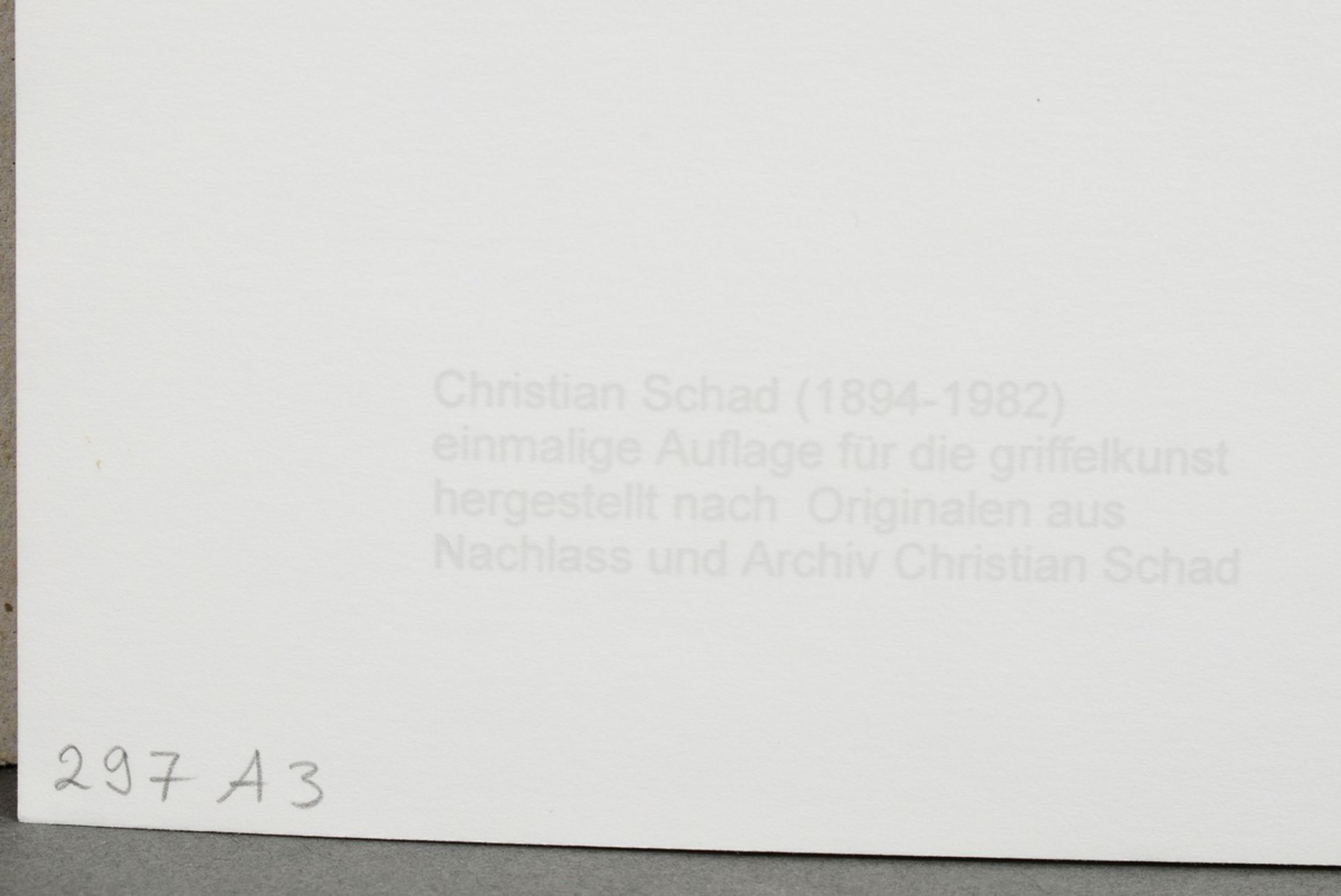 Schad, Christian (1894-1982) "Schadographie 59" 1962/2000, Schadography/photogram, pencil art, esta - Image 2 of 3
