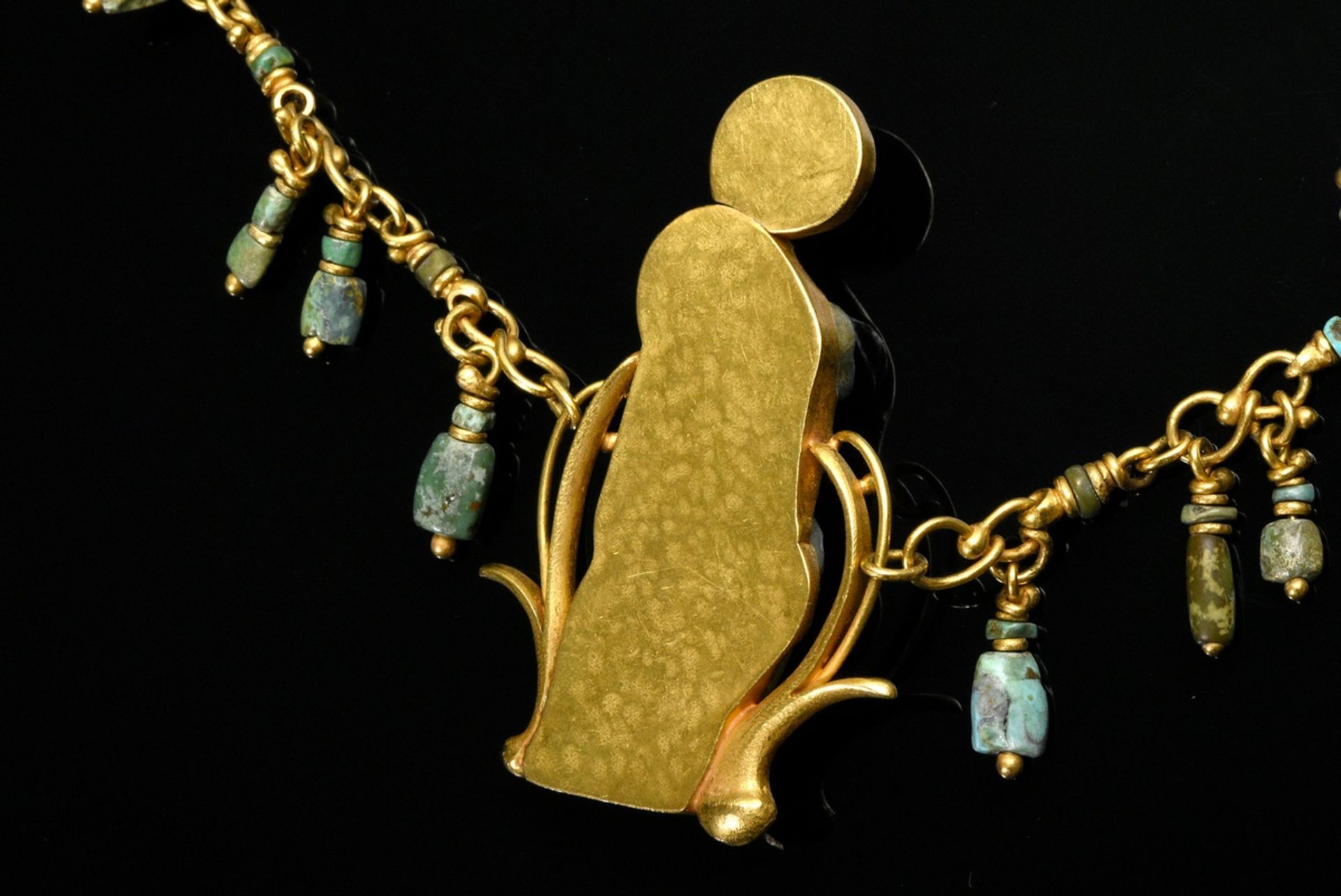 Skoluda, Wolfgang (*1939) Yellow gold 917 Necklace with yellow gold 750 clasp, Afghan turquoise bea - Image 3 of 4