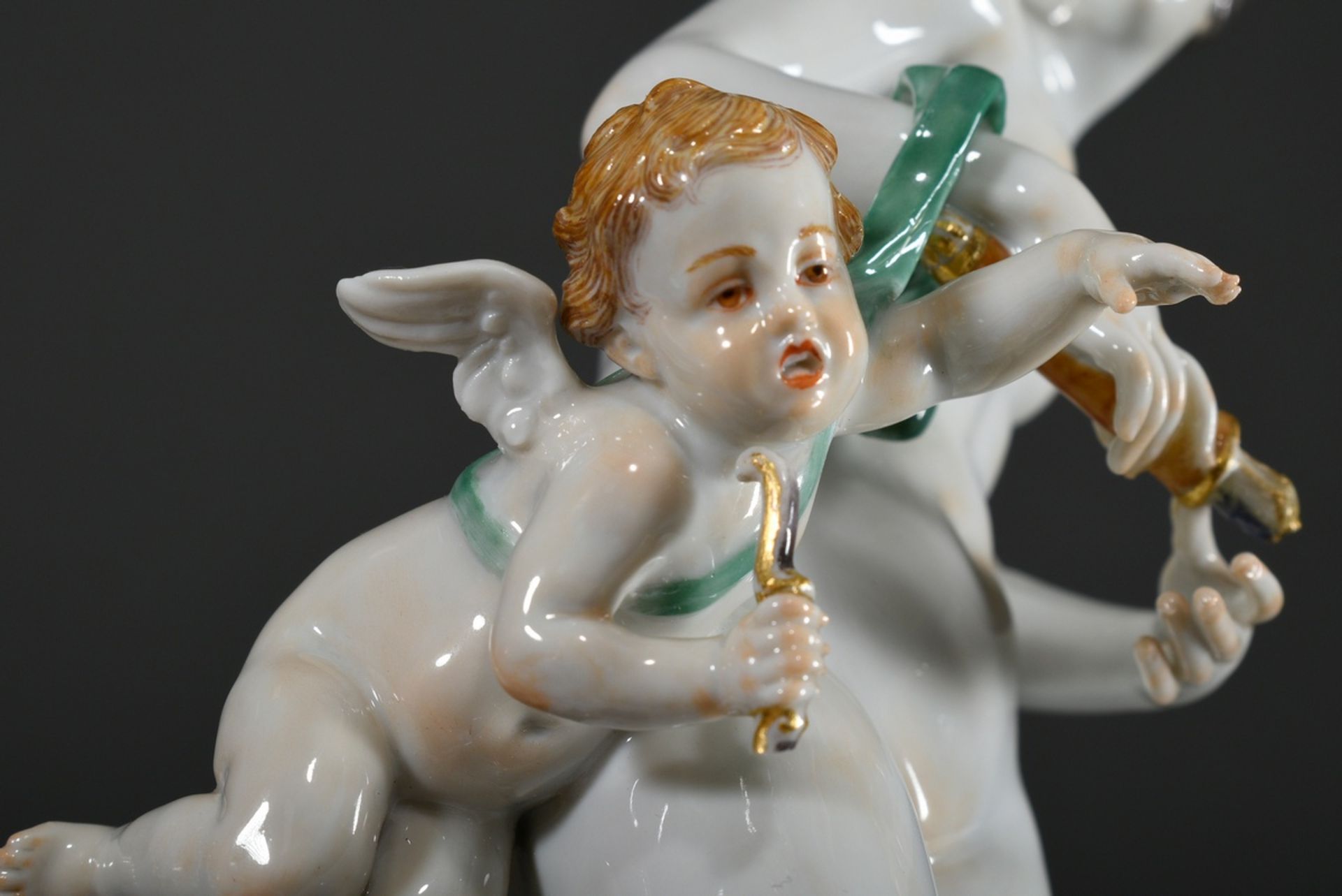 Meissen figurine "Venus with Cupids", model by Johann Joachim Kaendler 1765, colorfully painted and - Image 9 of 9