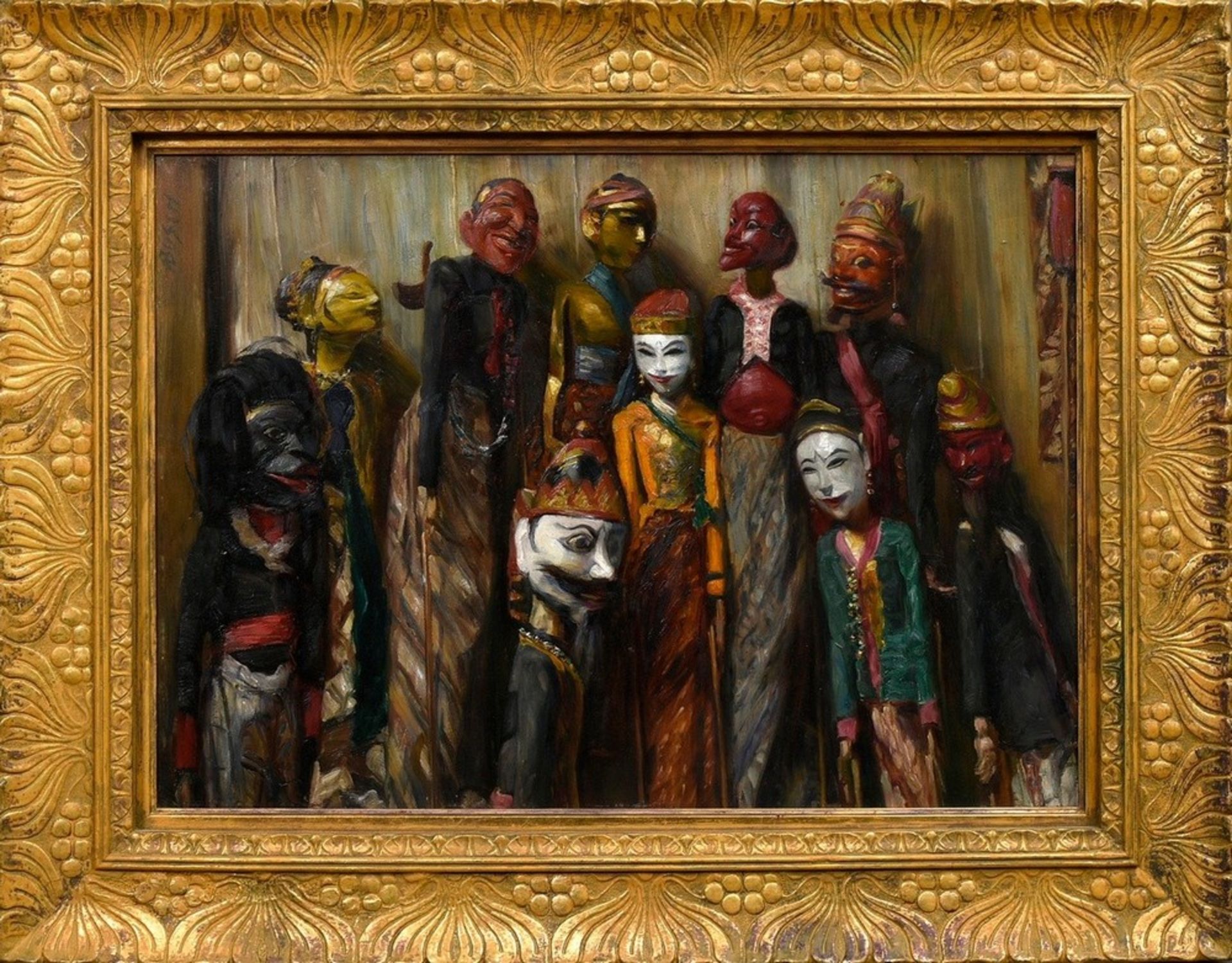 Busch, Arnold (1876-1951) "Indonesian Puppet Theatre Figures", oil/painting board, sign. top left,  - Image 2 of 4